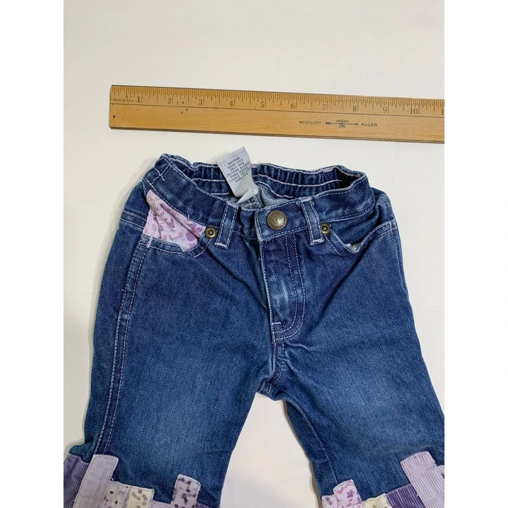 Baby Gap VTG Jeans 3-6 Months Distressed Denim Patchwork Cuffs Elastic Waist‎ - Picture 9 of 9